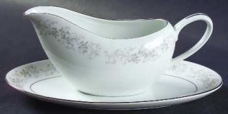 Camelot Carrousel Gravy Boat & Underplate (Relish), Fine China Dinnerware   Gray