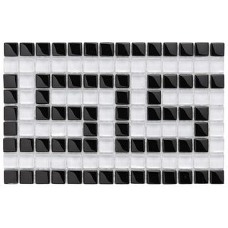 Somertile 6x9 in Reflections Greek Key 0.5 in Ice White Border Glass Mosaic Tile (pack Of 12)