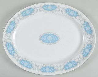 John Aynsley Moonlight Rose 15 Oval Serving Platter, Fine China Dinnerware   Wh
