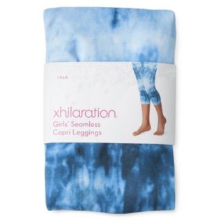 Xhilaration Girls Seamless Tie Dye Capris Legging   Blue S/M