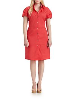 Puff Sleeve Shirtdress   Papaya