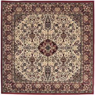 Everest Ardebil Ivory/ Red Rug (53 Square) (RedSecondary colors Black, faded olive, off white, puttyPattern FloralTip We recommend the use of a non skid pad to keep the rug in place on smooth surfaces.All rug sizes are approximate. Due to the differenc