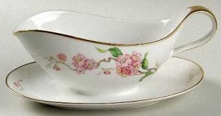 Heinrich   H&C Blossomtime White Gravy Boat with Attached Underplate, Fine China