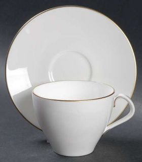 Royal Worcester Snow Gold Flat Cup & Saucer Set, Fine China Dinnerware   All Whi