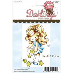 Little Darlings Unmounted Rubber Stamp 3.75 X2.428  Lisbeth and Chicks
