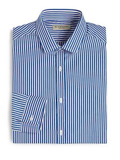 Burberry London Blue Stripe Dress Shirt   Blue