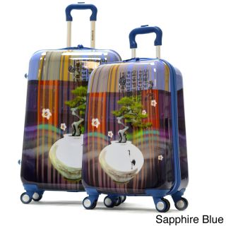 Olympia Arirang Art Series 2 piece Hardside Spinner Luggage Set (Sapphire blue, khakiMaterials PolycarbonatePockets Three inner pockers Weight 6.6. lbs and 8.6 lbs Carrying handle Aluminum handle system ; gel cushioned top carry handleWheeled YesWhee