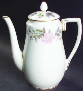 Royal Worcester June Garland Coffee Pot & Lid, Fine China Dinnerware   Pink&Lave