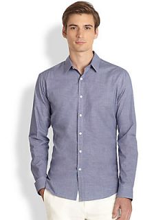 Theory Zack Micro Patterned Sportshirt   Blue