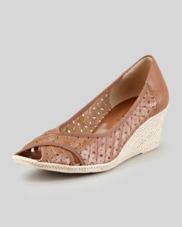 Womens Maddy Perforated Espadrille Wedge, Natural   Sesto Meucci