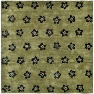 Handmade Soho Leaves Sage New Zealand Wool Rug (6 Square)