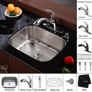 Kraus KBU12KPF2210KSD30ORB 23 inch Undermount Single Bowl Stainless Steel Kitchen Sink with Oil Rubbed Bronze Kitchen Faucet and Soap Dispenser