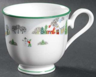Lenox China Sleighride Footed Cup, Fine China Dinnerware   Snow,Houses,Sleds, Wh