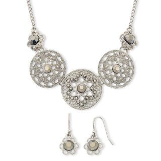 LIZ CLAIBORNE Simulated Marcasite Necklace & Drop Earrings Set, Gray