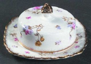 Royal Stafford Violets Pompadour Round Covered Butter, Fine China Dinnerware   B