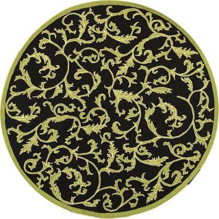 Hand hooked Ferns Black/ Olive Wool Rug (8 Round) (BlackPattern FloralMeasures 0.375 inch thickTip We recommend the use of a non skid pad to keep the rug in place on smooth surfaces.All rug sizes are approximate. Due to the difference of monitor colors,