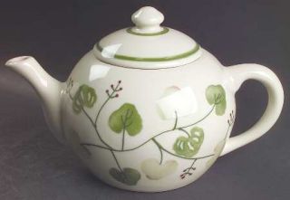 Hartstone Geranium Teapot & Lid, Fine China Dinnerware   Geranium Leaves & Pink