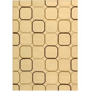 Handmade Soho Elipse Ivory New Zealand Wool Rug (76 X 96)