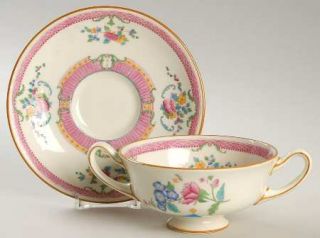Royal Doulton Charlotte, The Footed Cream Soup Bowl & Saucer Set, Fine China Din