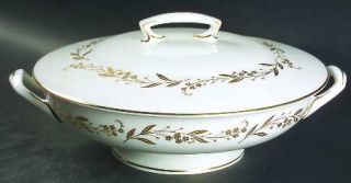 Royal Worcester Saguenay Round Covered Vegetable, Fine China Dinnerware   Gold F