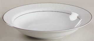 Sango Fresco Rim Soup Bowl, Fine China Dinnerware   White Floral Rim,Platinum Tr