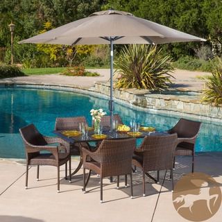 Christopher Knight Home Cliff Rectangular Outdoor Cast And Wicker 7 piece Set