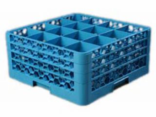 Carlisle Full Size Dishwasher Glass Rack   16 Compartments, 3 Extenders, Blue