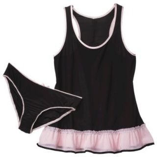 Gilligan & OMalley Womens Knit Baby Doll Set with Panty   Black/Pink XL