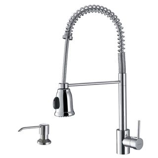 Ruvati Rvf1215k1ch Polished Chrome Commercial Style Pullout Spray Kitchen Faucet With Soap Dispenser