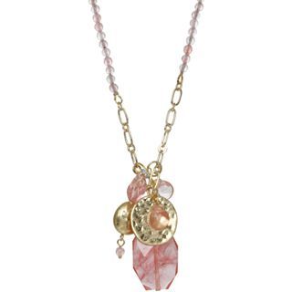 ROX by Alexa Red & Coral Colored Glass Charm Necklace, Womens
