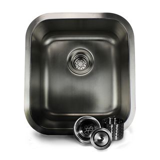 16 inch Stainless Steel Undermount Bar Sink (Brushed satinExterior dimensions 16.125 inches x 18 inchesInterior dimensions 14.125 inches x 16 inchesBowl depth 7 inchesDrain size 3.5 inches (standard kitchen drain)Includes HP CBD drain )