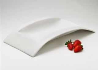 Browne Foodservice 15 in Square Alare Ceramic Platter, White