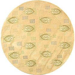 Handmade Foliage Beige Wool Rug (56 Round) (BeigePattern FloralMeasures 0.625 inch thickTip We recommend the use of a non skid pad to keep the rug in place on smooth surfaces.All rug sizes are approximate. Due to the difference of monitor colors, some r