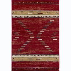 Mandara Red Abstract Rug (53 X 79) (Green, ivory, beige, gold, bluePattern AbstractTip We recommend the use of a  non skid pad to keep the rug in place on smooth surfaces. All rug sizes are approximate. Due to the difference of monitor colors, some rug 