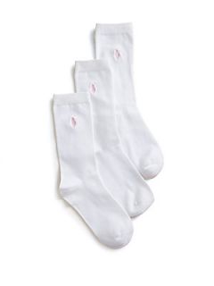 Ralph Lauren Girls Cotton Crew Socks/3 Pairs   White