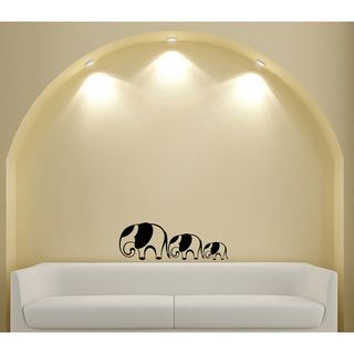 Mom And Baby Elephants Black Ears Animal Wall Vinyl Decal (Glossy blackDimensions 25 inches wide x 35 inches long )