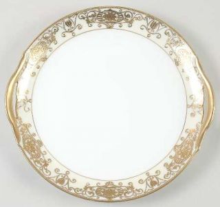 Noritake 175 Handled Cake Plate, Fine China Dinnerware   Gold Flowers & Scroll D