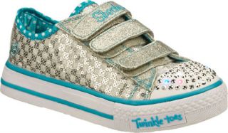 Girls Skechers Twinkle Toes Shuffles Sweet Nothings   Silver/Turquoise Casual S