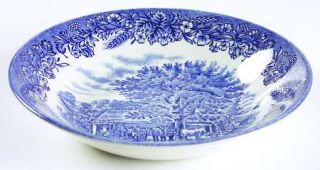 Churchill China Currier & Ives Blue Coupe Soup Bowl, Fine China Dinnerware   Blu