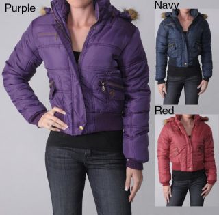 Journee Collection Everyday Juniors Plush Trim Quilted Jacket With Two Pockets