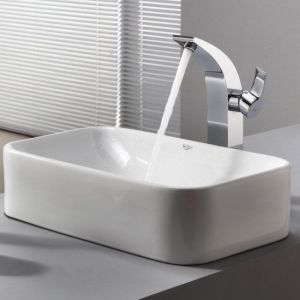 Kraus C KCV 121 14700CH Exquisite Illusio White Rectangular Ceramic Sink and Ill
