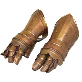 Casa Cortes Medieval Antique Gauntlet Gloves Replica (2 piece Set) (Copper Materials MetalDimensions 13.5 inches long x 5 inches wide x 5.5 inches deep )