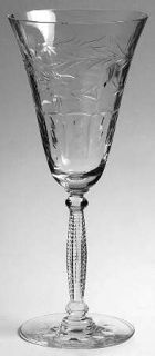 Tiffin Franciscan Cut 436 Water Goblet   Floral, Dots And Bars, Ribbed Stem
