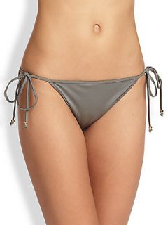 MILLY Biarritz String Bikini Bottom   Shimmer Gunmetal
