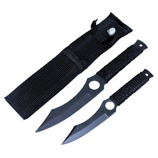 Hunting Throwing Knife Set (set Of 2) (Black Blade materials Stainless steelHandle materials Nylon wrapped Large blade length 4.5 inches longSmall blade length 3.5 inches longLarge handle length 4 inchesSmall blade length 3 inchesWeight 1 pound Lar