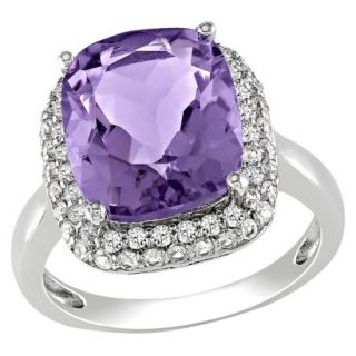 Sterling Silver Amethyst and Created White Sapphire Ring