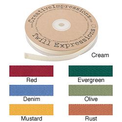 Plain Twill (25 Yard) (Cream, red, denim, mustard, evergreen, olive, rustMaterials FabricPackage includes one (1) 25 yard roll of twill ribbon Available in a variety of designs (each sold separately)Sentiment printed twill will add a fun bit of fabric to