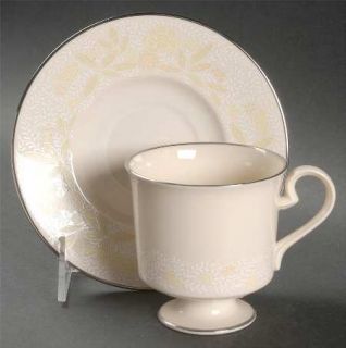 Franciscan Crinoline (Pale Yellow) Footed Cup & Saucer Set, Fine China Dinnerwar