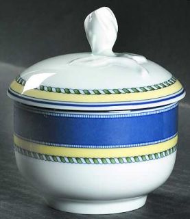 Wedgwood Tuscany Collection Sugar Bowl & Lid, Fine China Dinnerware   Blue/Yello