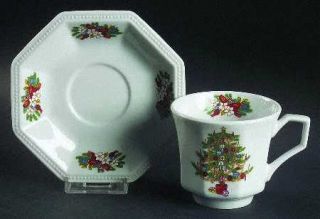 Fairfield Peace On Earth Footed Cup & Saucer Set, Fine China Dinnerware   Octago